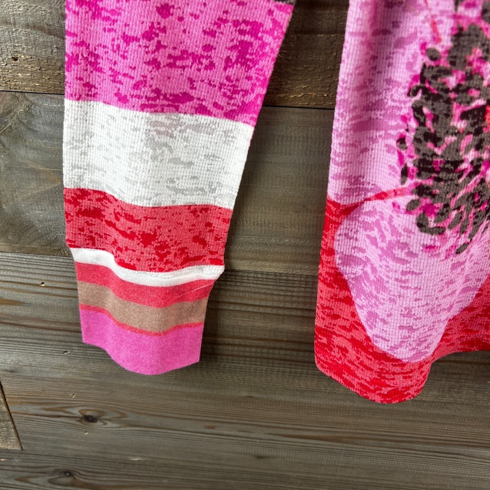 Before + Again Womens Shirt Thermal Waffle Knit Vneck Floral Striped Boho XL - Picture 5 of 7